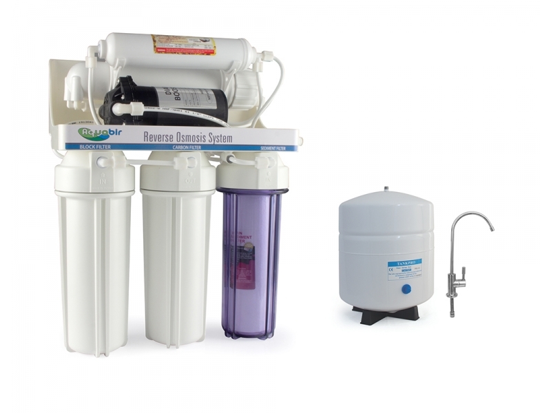 Aquabir 6 mərhələli su filtri – Nasoslu, 3.2 galon çənli mətbəx üçün su təmizləyici sistem