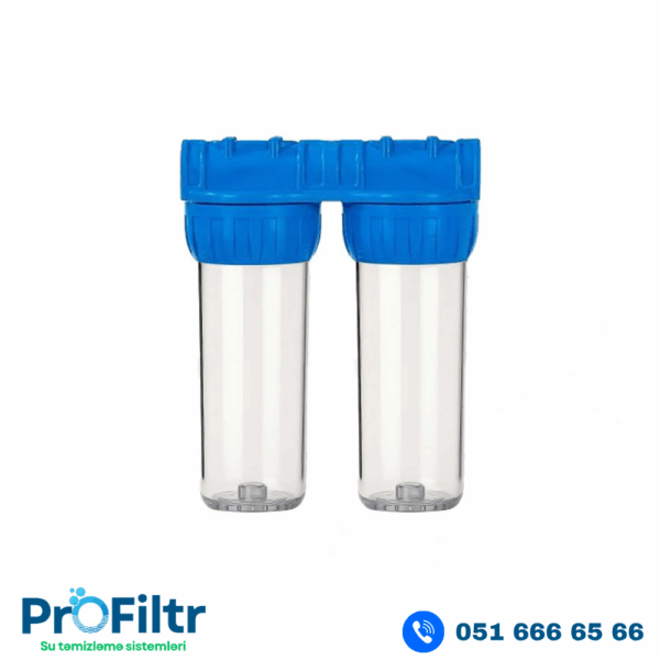 İkili şəffaf su filter korpusu AquaMix 10 duymAquaMix