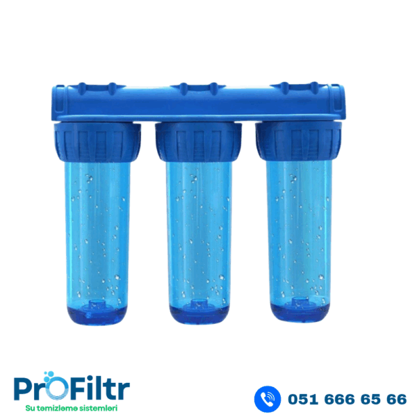 Üç mərhələli şəffaf su filter korpusu – 10 duym AquaMix